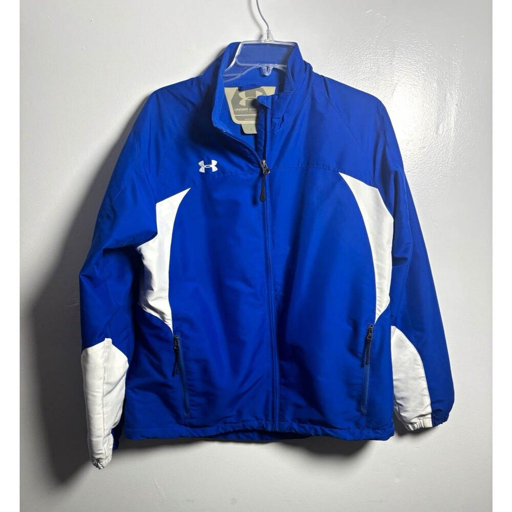 Under Armour Performance Men's L Blue/White Colorblock Fleece Full-Zip Jacket
